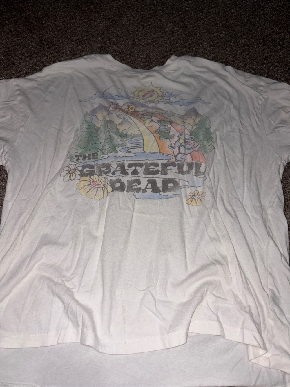 Grateful Dead White Tee with Multicolor Nature Graphic
